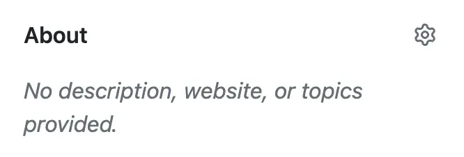 GitHub repository description and website URL settings panel